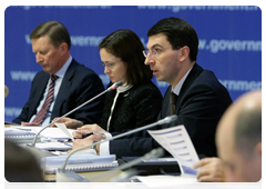 Communications Minister Igor Shchegolev, Economics Minister Elvira Nabiullina and Chief of the Government Staff Sergei Sobyanin, at a meeting on the development of information technology in Russia’s regions|8 february, 2010|20:12