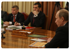 Prime Minister Vladimir Putin during a meeting on the social and economic development of the Republic of Ingushetia in Magas, while visiting the North Caucasian Federal District|1 march, 2010|21:01