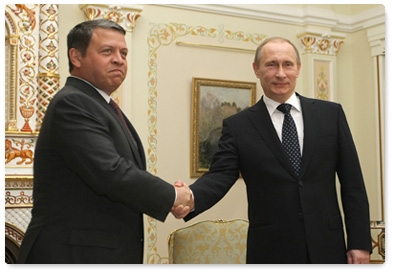 Prime Minister Vladimir Putin meets with King Abdullah II of Jordan