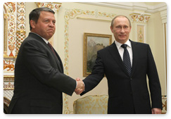 Prime Minister Vladimir Putin meets with King Abdullah II of Jordan