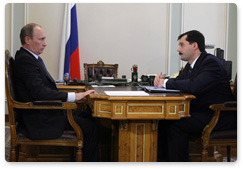 Prime Minister Vladimir Putin meets with Alexander Neradko, head of the Federal Air Transport Agency