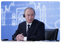 Prime Minister Vladimir Putin takes part in an online conference with representatives of the Indian public|12 march, 2010|12:59
