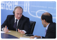 Prime Minister Vladimir Putin takes part in an online conference with representatives of the Indian public|12 march, 2010|17:01