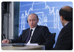 Prime Minister Vladimir Putin takes part in an online conference with representatives of the Indian public|12 march, 2010|17:01