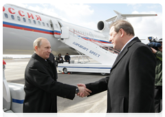 Russian Prime Minister Vladimir Putin and Belarusian Prime Minister Sergei Sidorsky visit the Kozlovichi-2 border checkpoint for freight in Brest, on the border between Belarus and Poland|16 march, 2010|17:49