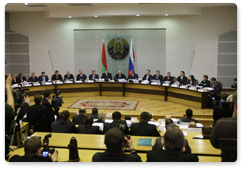 Prime Minister Vladimir Putin attends a meeting of the Council of Ministers of the Union State