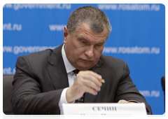 Deputy Prime Minister Igor Sechin during a meeting on the nuclear power industry|18 march, 2010|19:10