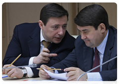 Deputy Prime Minister Alexander Khloponin, left, and Minister of Transport Igor Levitin at a meeting on preparations for the 2010 spring sowing season|19 march, 2010|15:17