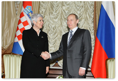 Prime Minister Vladimir Putin holds talks with Croatian Prime Minister Jadranka Kosor