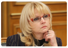 Minister of Healthcare and Social Development Tatyana Golikova at a meeting on measures to improve supervisory, regulatory and licensing policies, as well as government services in healthcare and social security|2 march, 2010|19:31