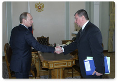 Prime Minister Vladimir Putin holds meeting with Deputy Prime Minister Igor Sechin