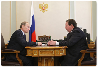 Prime Minister Vladimir Putin meets with Governor of the Arkhangelsk Region Ilya Mikhalchuk