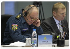 Deputy Minister of Civil Defence, Emergencies and Disaster Relief Pavel Popov on a conference call hosted by the ministry|26 march, 2010|16:28