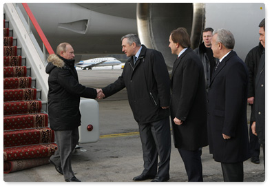 Prime Minister Vladimir Putin arrives in Krasnoyarsk on a working visit