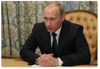 Prime Minister Vladimir Putin during trip to Krasnoyarsk holds a videoconference on Moscow metro attacks relief