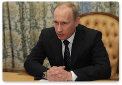 Prime Minister Vladimir Putin during trip to Krasnoyarsk holds a videoconference on Moscow metro attacks relief