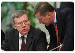 Deputy Prime Minister and Minister of Finance Alexei Kudrin and Deputy Prime Minister Sergei Ivanov before the meeting of the Government Commission on High Technology and Innovation|3 march, 2010|16:32