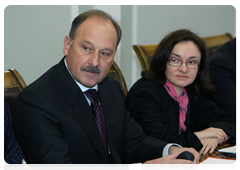 Vnesheconombank Chairman Vladimir Dmitriev and Minister of Economic Development Elvira Nabiullina at a meeting of Vnesheconombank’s Supervisory Board|31 march, 2010|17:10