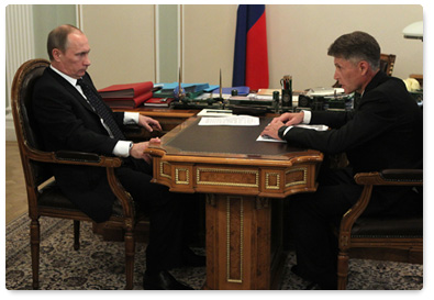 Prime Minister Vladimir Putin meets with Governor of the Amur Region Oleg Kozhemyako
