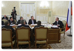 Prime Minister Vladimir Putin chairs a meeting of the Government Presidium