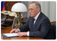 President of the Russian Academy of Sciences Yury Osipov at a working meeting with Prime Minister Vladimir Putin|15 april, 2010|16:50