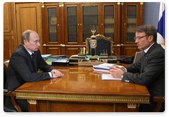 Prime Minister Vladimir Putin meets with Sberbank Chairman German Gref