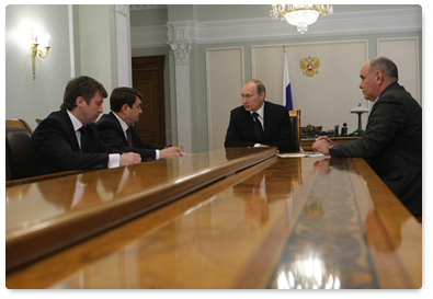 Prime Minister Vladimir Putin holding an emergency meeting with Transport Minister Igor Levitin, Deputy Foreign Minister Grigory Karasin and Deputy Minister of Sport, Tourism and Youth Policy Oleg Rozhnov regarding Russian travellers flying to or from Europe