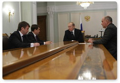 Prime Minister Vladimir Putin holding an emergency meeting with Transport Minister Igor Levitin, Deputy Foreign Minister Grigory Karasin and Deputy Minister of Sport, Tourism and Youth Policy Oleg Rozhnov regarding Russian travellers flying to or from Europe