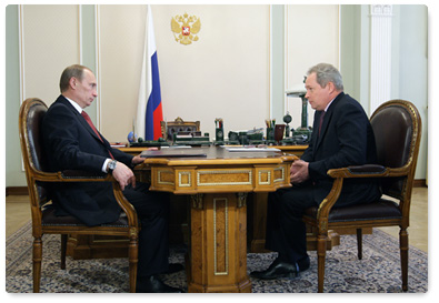 Prime Minister Vladimir Putin meets with Minister of Regional Development Viktor Basargin