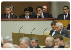 Cabinet members at a session of the State Duma|20 april, 2010|17:12