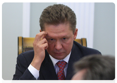 Gazprom CEO Alexei Miller at a meeting on issues of broadcasting the Russian Football Championships on national television networks|24 april, 2010|14:00