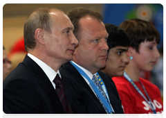 Prime Minister Vladimir Putin at the European Judo Championship, and taking part in the awards ceremony, during his working visit to the Republic of Austria|24 april, 2010|22:35