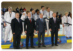 Prime Minister Vladimir Putin at the European Judo Championship, and taking part in the awards ceremony, during his working visit to the Republic of Austria|25 april, 2010|22:29