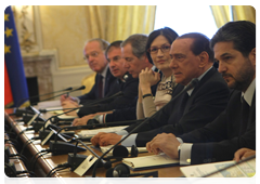 Italian Prime Minister Silvio Berlusconi at a meeting with Prime Minister Vladimir Putin|26 april, 2010|16:37