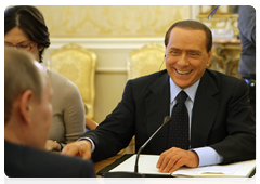 Italian Prime Minister Silvio Berlusconi at a meeting with Prime Minister Vladimir Putin|26 april, 2010|16:40