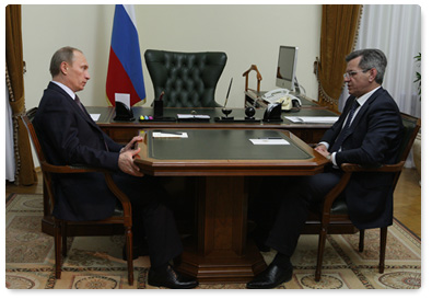 Prime Minister Vladimir Putin meets with Astrakhan Region Governor Alexander Zhilkin