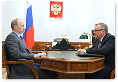 Prime Minister Vladimir Putin meets with President of VTB Bank Andrei Kostin