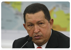 Президент Боливарианской Республики Венесуэла У.Чавес на переговорах с Председателем Правительства Российской Федерации В.В.Путиным в широком составе|2 апреля, 2010|00:48