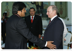 While on a working visit to Venezuela, Prime Minister Vladimir Putin meets with Bolivian President Evo Morales|2 april, 2010|06:09