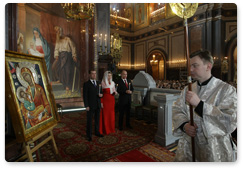 Prime Minister Vladimir Putin attends an Easter service at Moscow's Christ the Saviour Cathedral