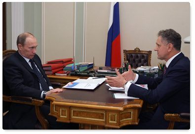 Prime Minister Vladimir Putin meets with Alexander Volkov, president of Udmurtia