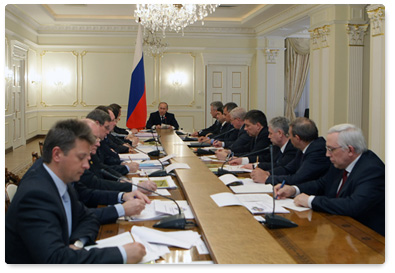 Prime Minister Vladimir Putin chairs a meeting on map support for GLONASS