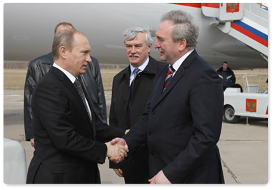 Prime Minister Vladimir Putin arrives in Smolensk on a working visit