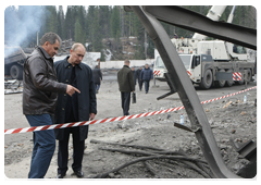 Prime Minister Vladimir Putin at Raspadskaya coal mine in the Kemerovo Region damaged by May 8 accident|11 may, 2010|11:35