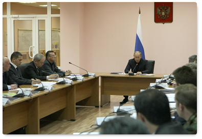 Prime Minister Vladimir Putin chairs a meeting on Raspadskaya coal mine accident in Mezhdurechensk, Kemerovo Region