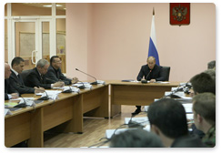 Prime Minister Vladimir Putin chairs a meeting on Raspadskaya coal mine accident in Mezhdurechensk, Kemerovo Region