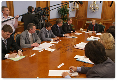 Prime Minister Vladimir Putin chairs a meeting to discuss customs legislation