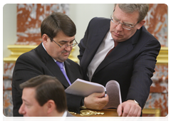 Deputy Prime Minister and Minister of Finance Alexei Kudrin and Minister of Transport Igor Levitin at a meeting of the Government of the Russian Federation|20 may, 2010|14:52