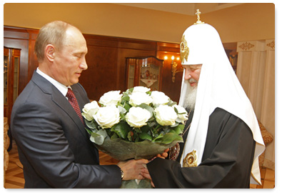 Prime Minister Vladimir Putin meets with Patriarch Kirill of Moscow and All Russia in honour of the Orthodox leader’s name day