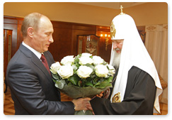 Prime Minister Vladimir Putin meets with Patriarch Kirill of Moscow and All Russia in honour of the Orthodox leader’s name day